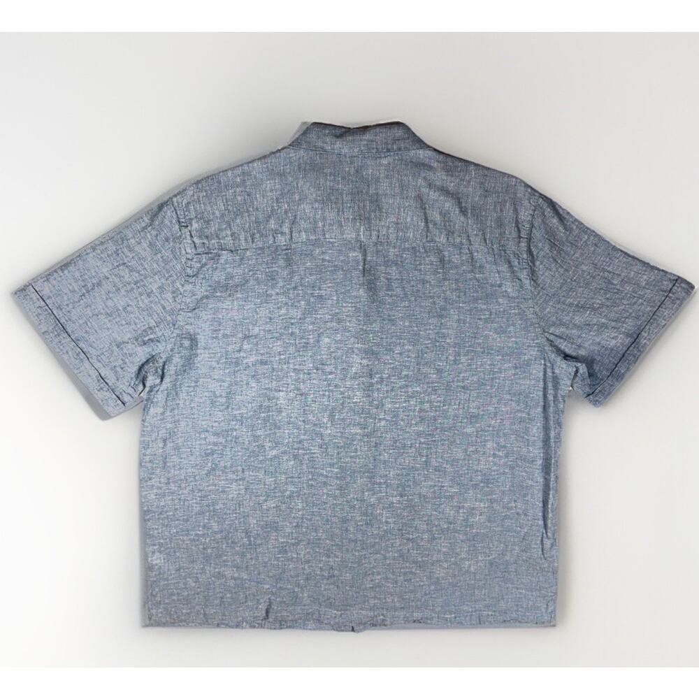 Cafe Luna Button Up‎ Shirt Mens XL Large Blue Short Sleeve Panel Collared - Picture 9 of 10